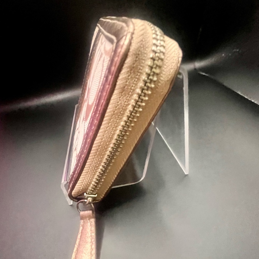 COACH Metallic Burnished Bronze/Gold and Tan Signature Wallet CC’s Stunning - Picture 5 of 11